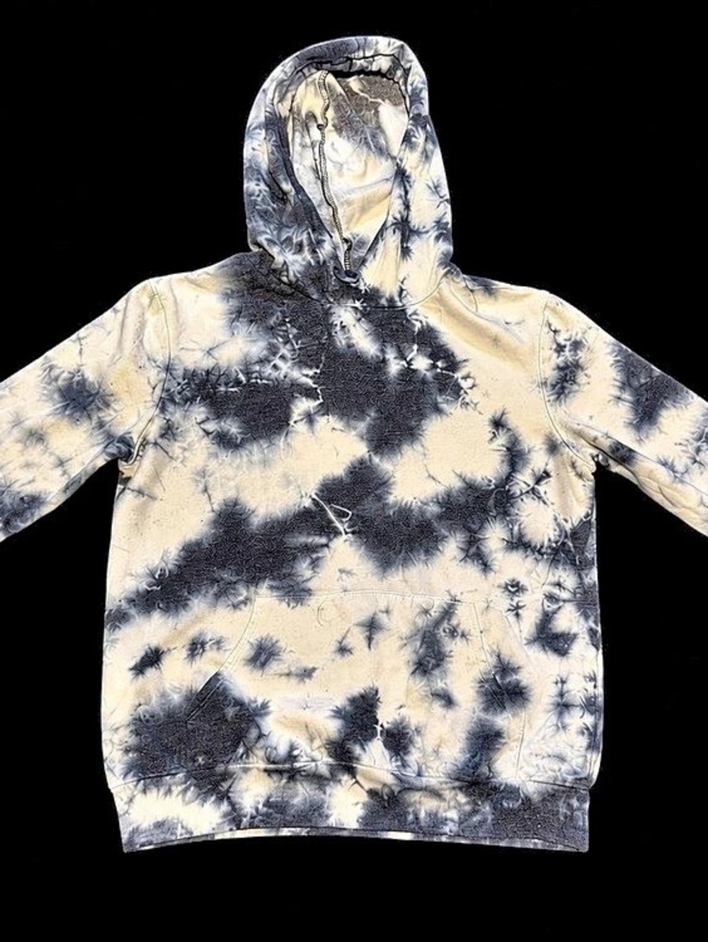 No Boundaries Girls Tie-Dye Hoodie Black & Cream Size Small